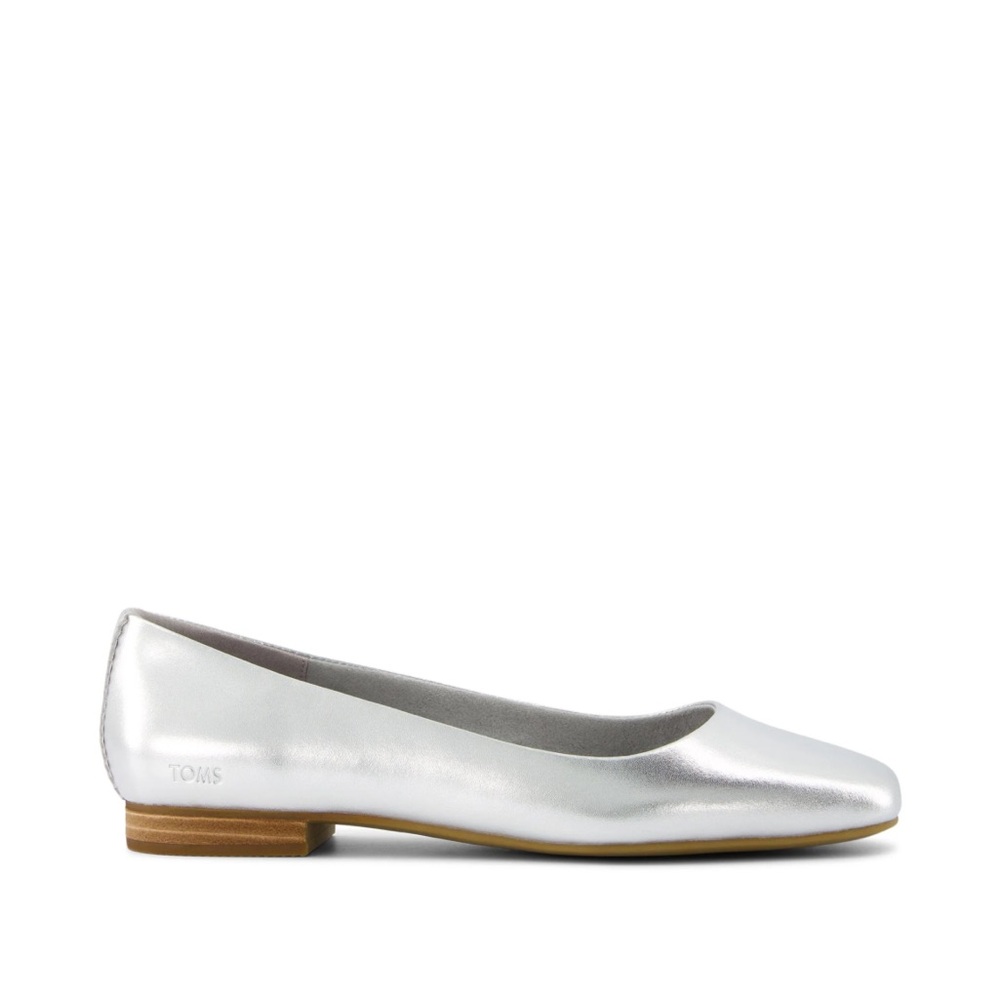 TOMS Briella Silver Metallic Leather Loafers Women's US 8.5